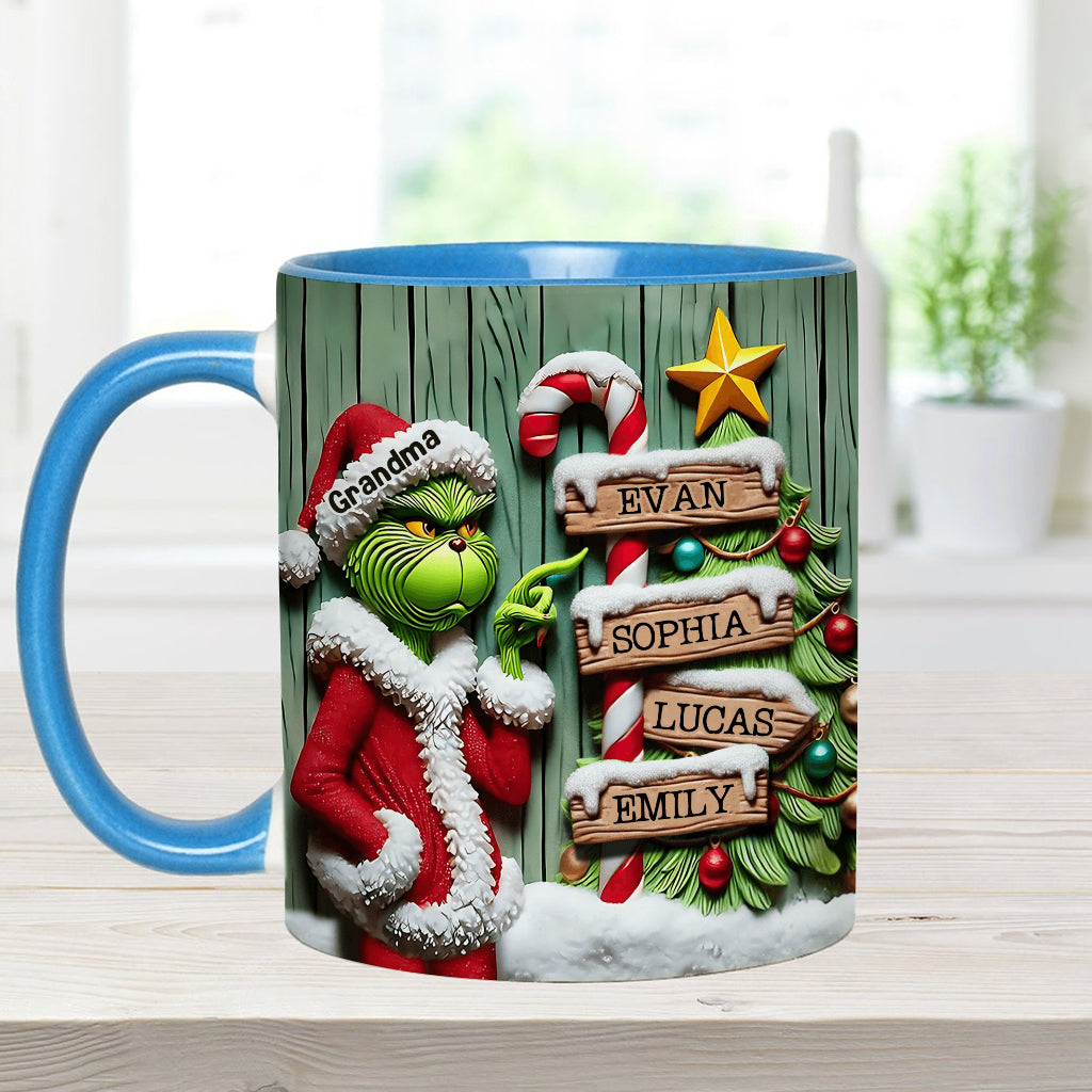 Personalized Christmas Accent Mug Custom Name for Grandma Accent Mug GradoCreations