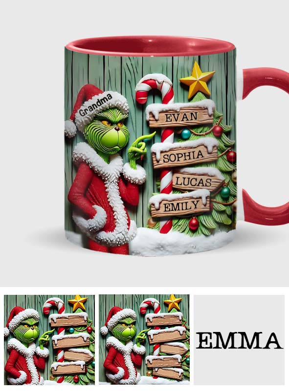 Personalized Christmas Accent Mug Custom Name for Grandma Accent Mug GradoCreations