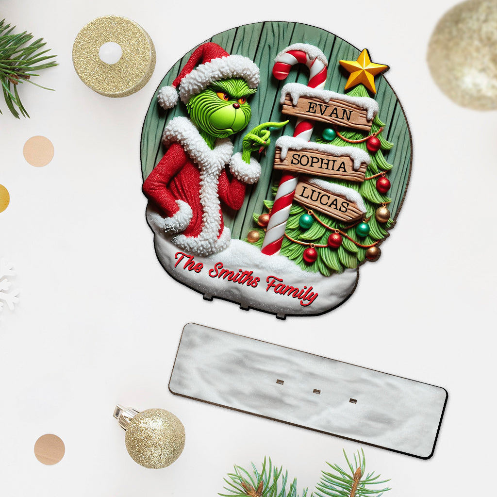 Personalized Grinch Christmas Decoration Big Freestanding Gift for Family 1 Layered Big Freestanding GradoCreations