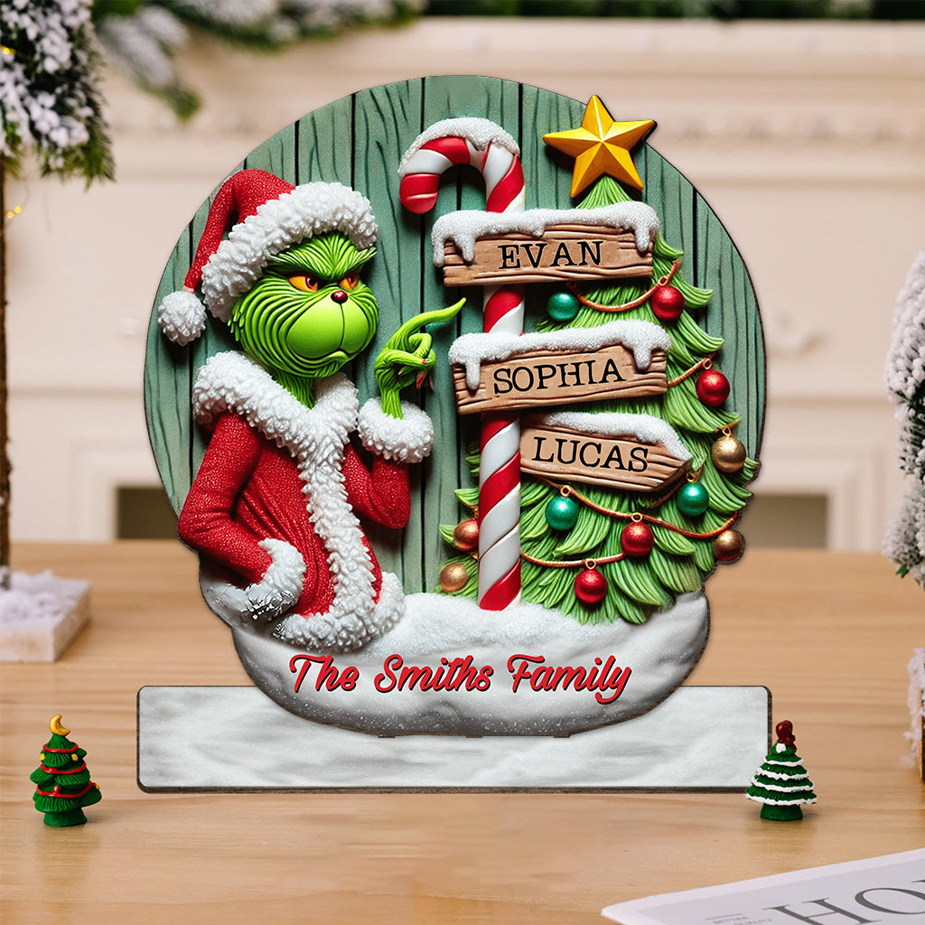 Personalized Grinch Christmas Decoration Big Freestanding Gift for Family 1 Layered Big Freestanding GradoCreations