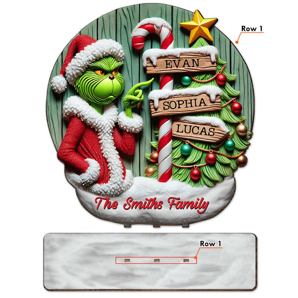 Personalized Grinch Christmas Decoration Big Freestanding Gift for Family 1 Layered Big Freestanding GradoCreations