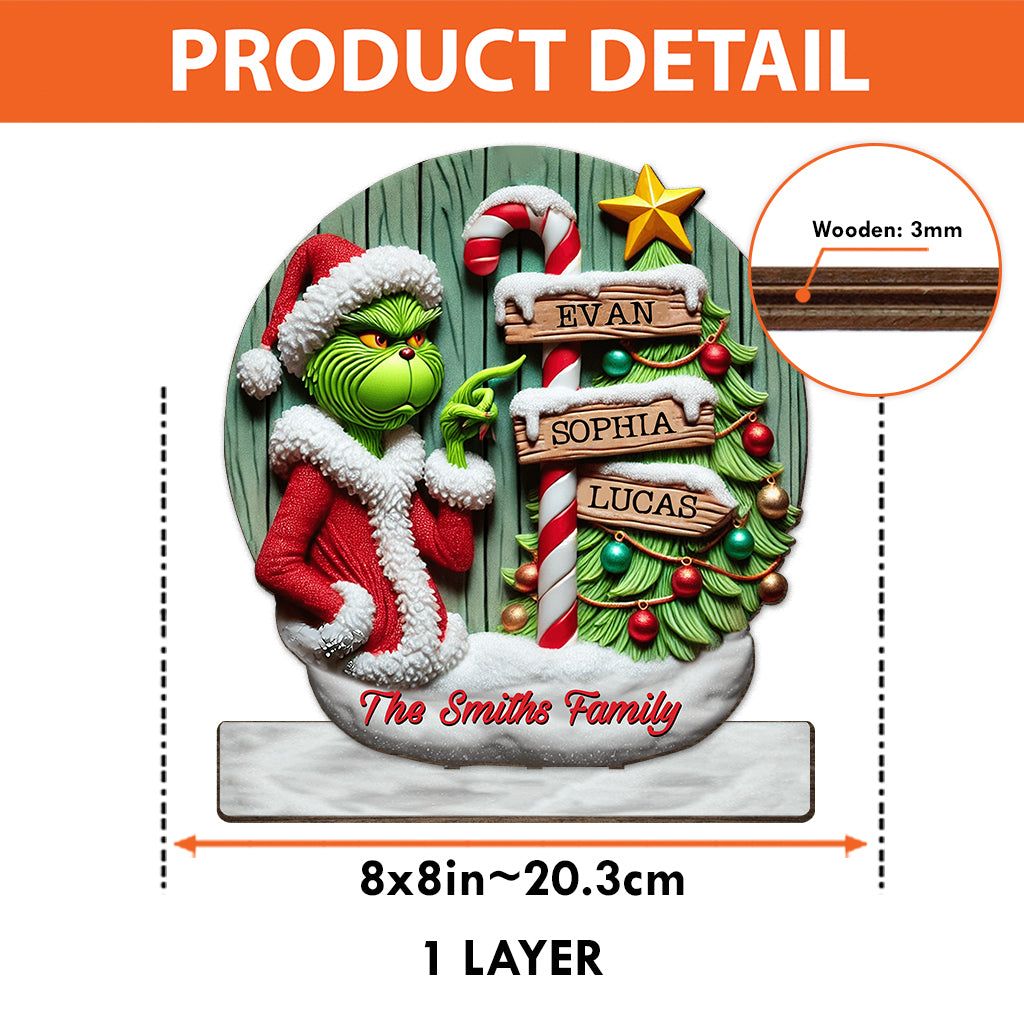 Personalized Grinch Christmas Decoration Big Freestanding Gift for Family 1 Layered Big Freestanding GradoCreations