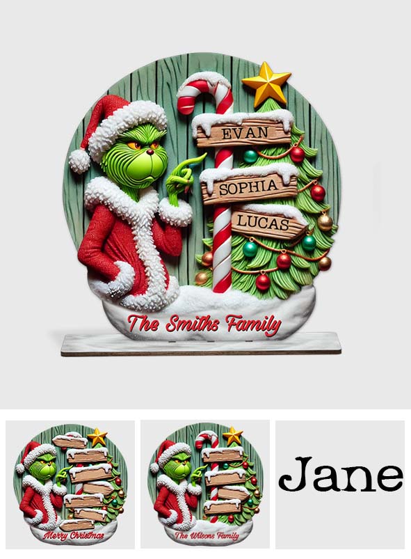 Personalized Grinch Christmas Decoration Big Freestanding Gift for Family 1 Layered Big Freestanding GradoCreations