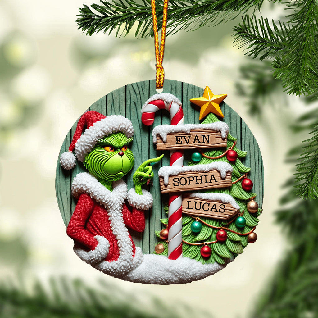 Personalized Christmas Ornament with Grinch Design for Family Ornament GradoCreations