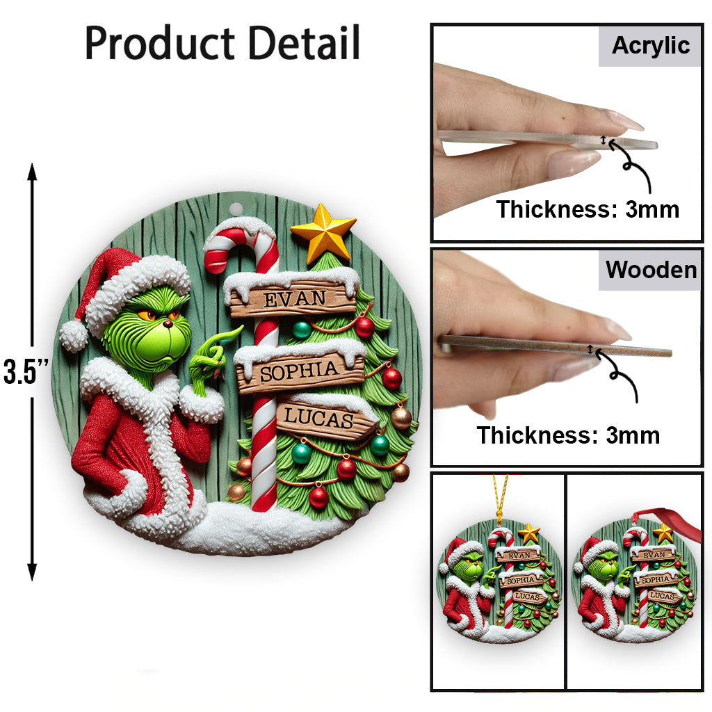Personalized Christmas Ornament with Grinch Design for Family Ornament GradoCreations