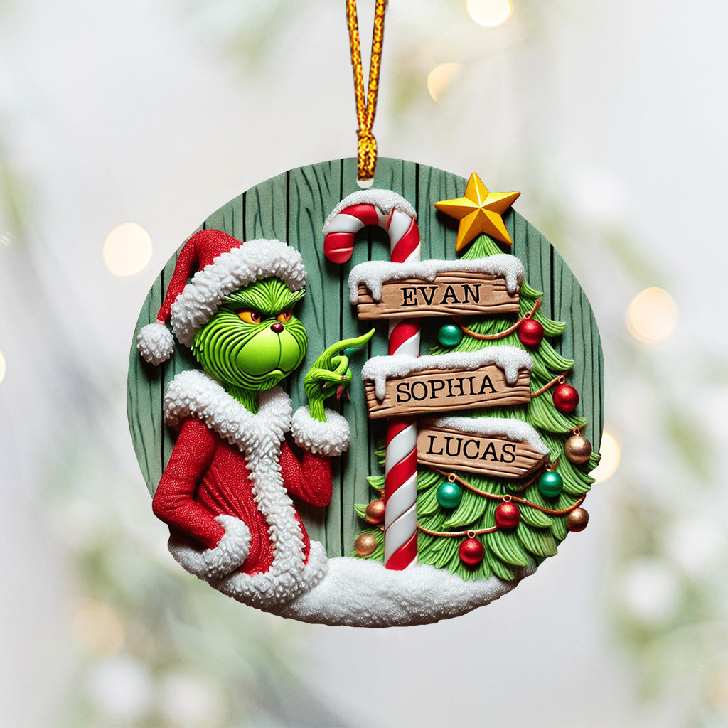 Personalized Christmas Ornament with Grinch Design for Family Ornament GradoCreations
