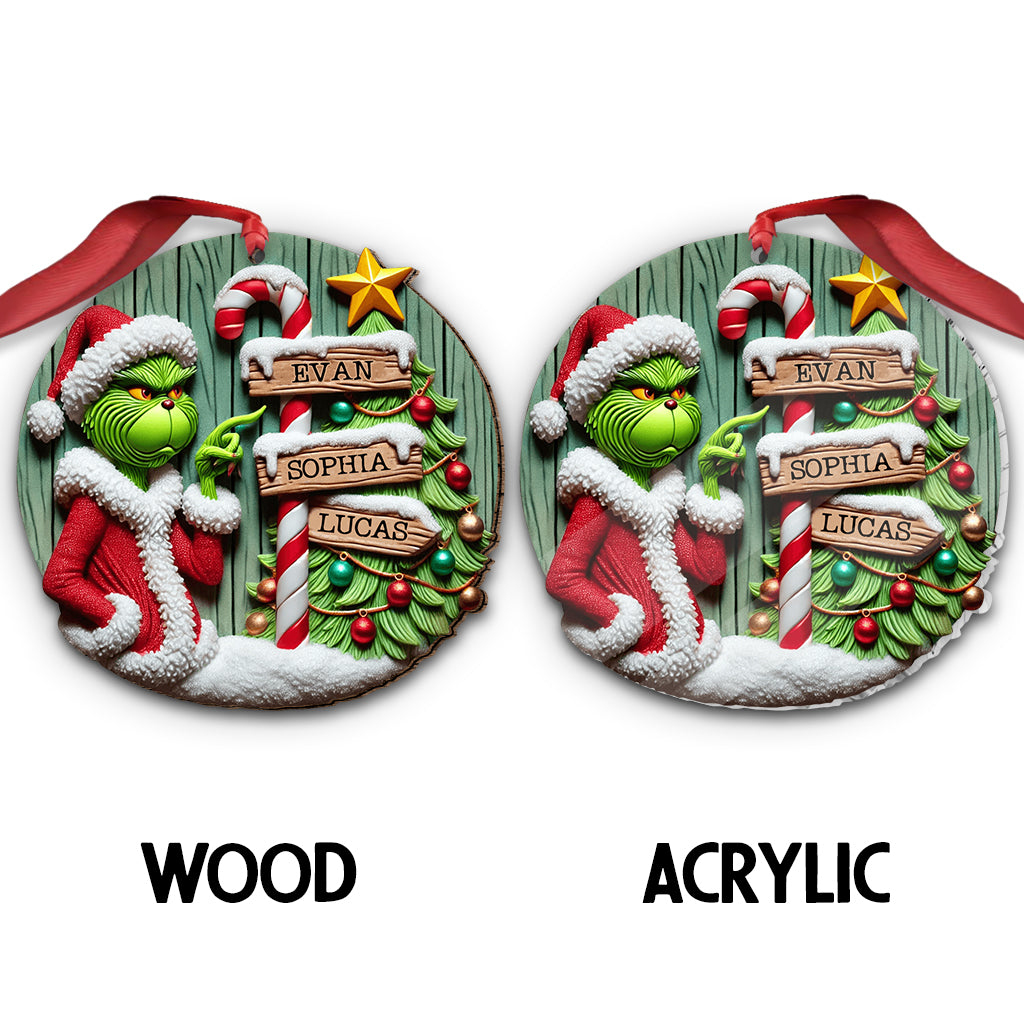 Personalized Christmas Ornament with Grinch Design for Family Ornament GradoCreations