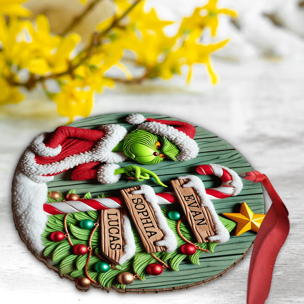 Personalized Christmas Ornament with Grinch Design for Family Ornament GradoCreations