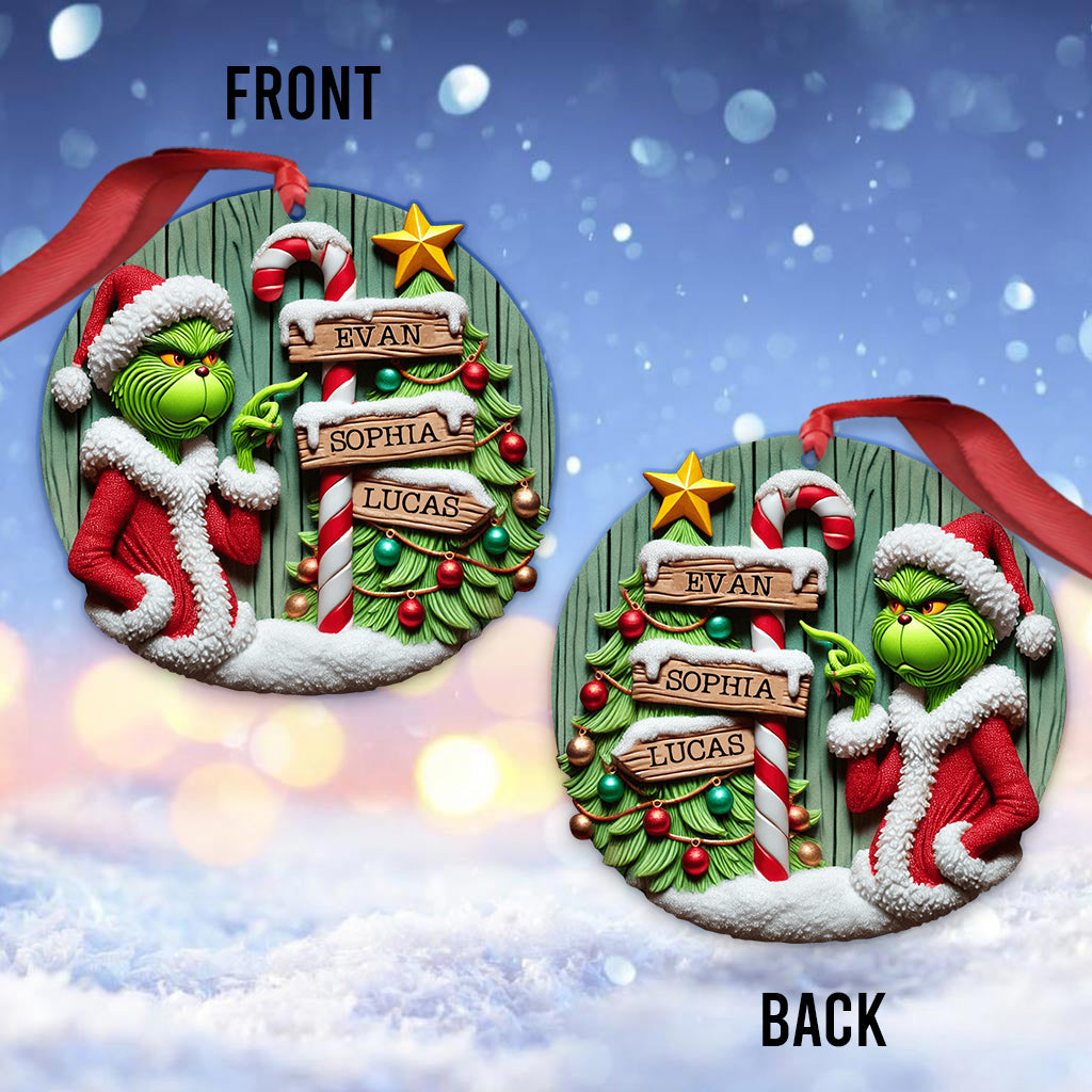 Personalized Christmas Ornament with Grinch Design for Family Ornament GradoCreations