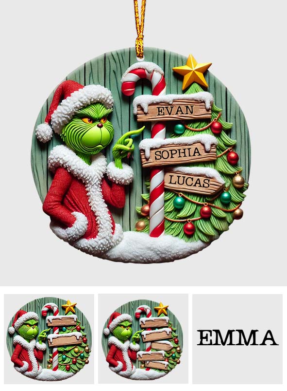 Personalized Christmas Ornament with Grinch Design for Family Ornament GradoCreations