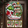 Personalized Grinch Christmas Wood Sign Custom Family Names Wood Sign GradoCreations