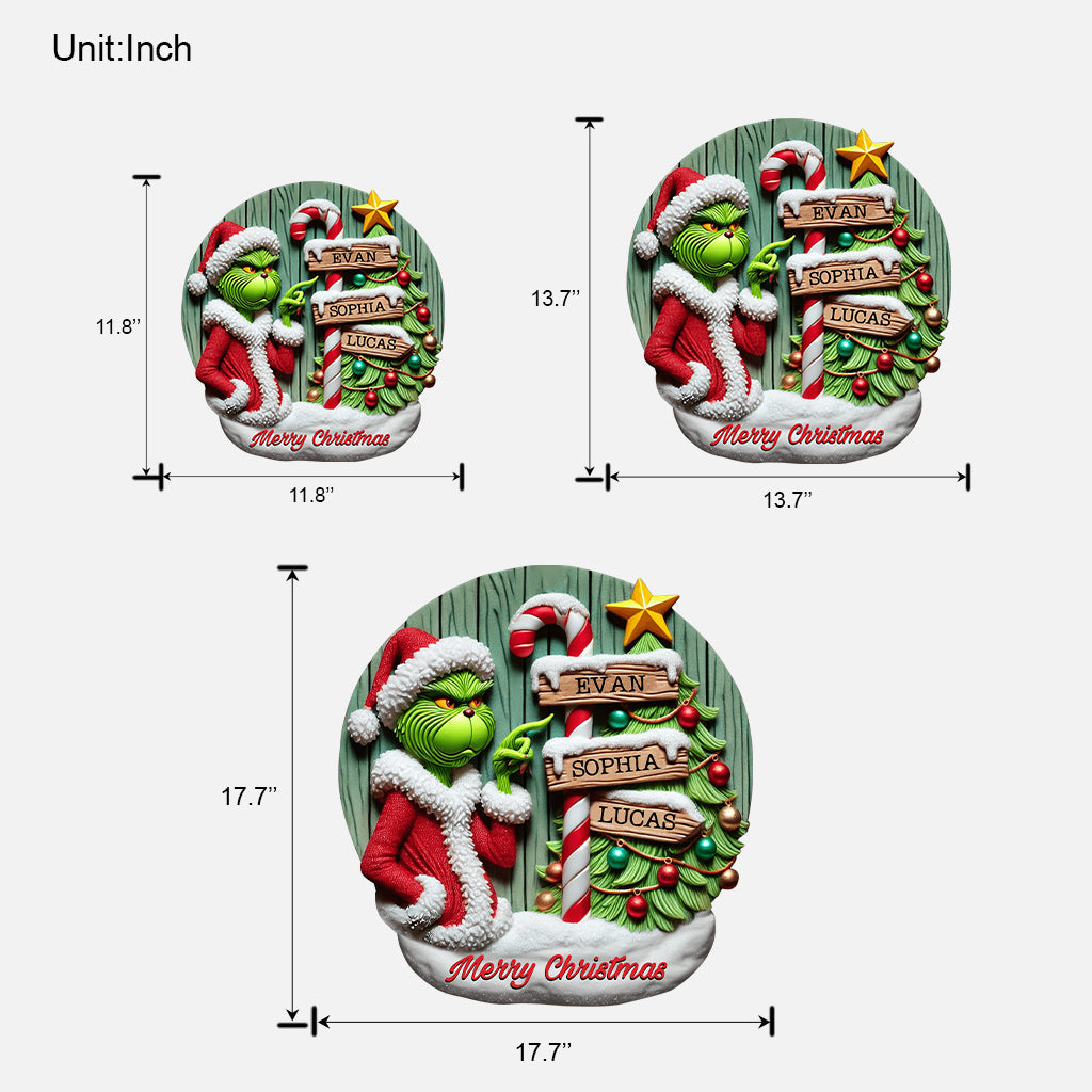 Personalized Grinch Christmas Wood Sign Custom Family Names Wood Sign GradoCreations