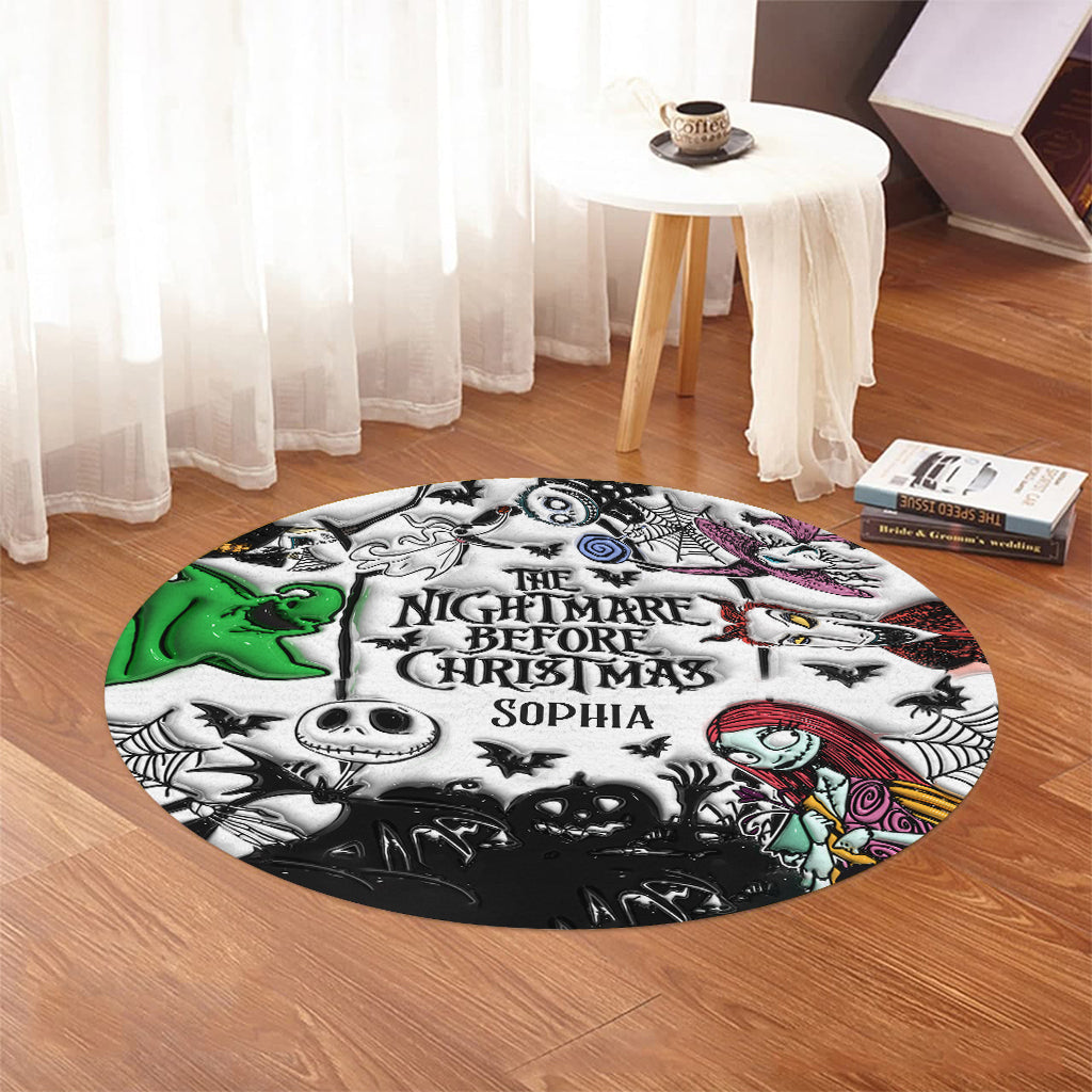 Personalized Nightmare Before Christmas Round Rug for Kids Round Rug GradoCreations