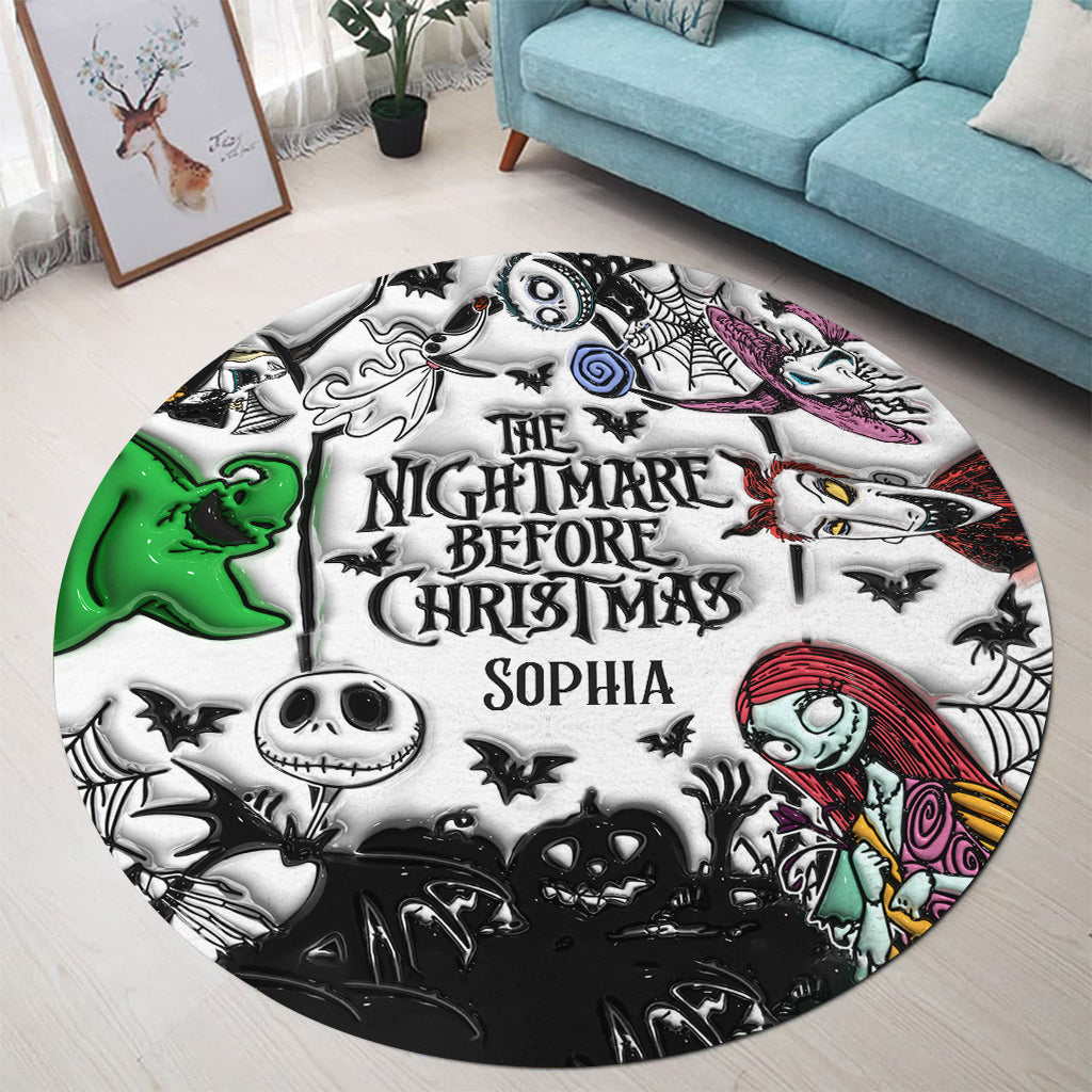 Personalized Nightmare Before Christmas Round Rug for Kids Round Rug GradoCreations