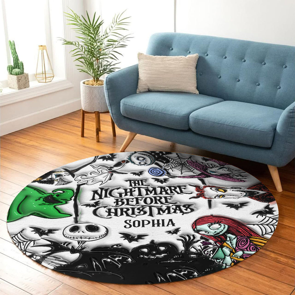Personalized Nightmare Before Christmas Round Rug for Kids Round Rug GradoCreations