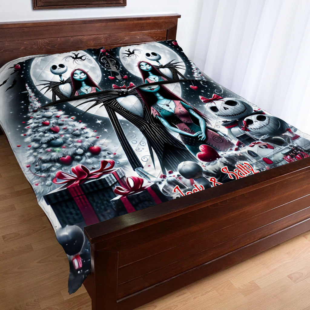 Personalized Nightmare Quilt Set with Jack and Sally Design Quilt Set GradoCreations