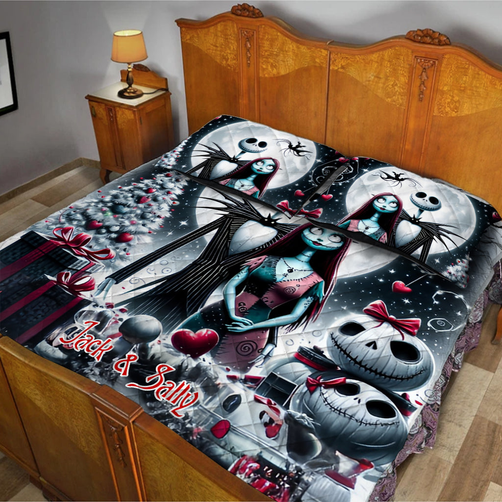 Personalized Nightmare Quilt Set with Jack and Sally Design Quilt Set GradoCreations