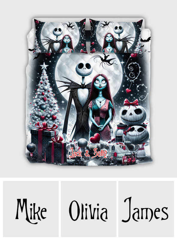Personalized Nightmare Quilt Set with Jack and Sally Design Quilt Set GradoCreations