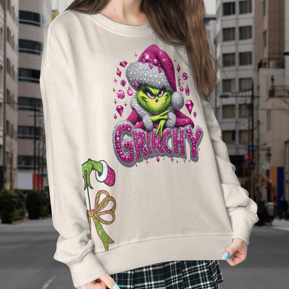 Personalized Grinchmas Split Hem Sweatshirt for Christmas Split Hem Sweatshirt GradoCreations