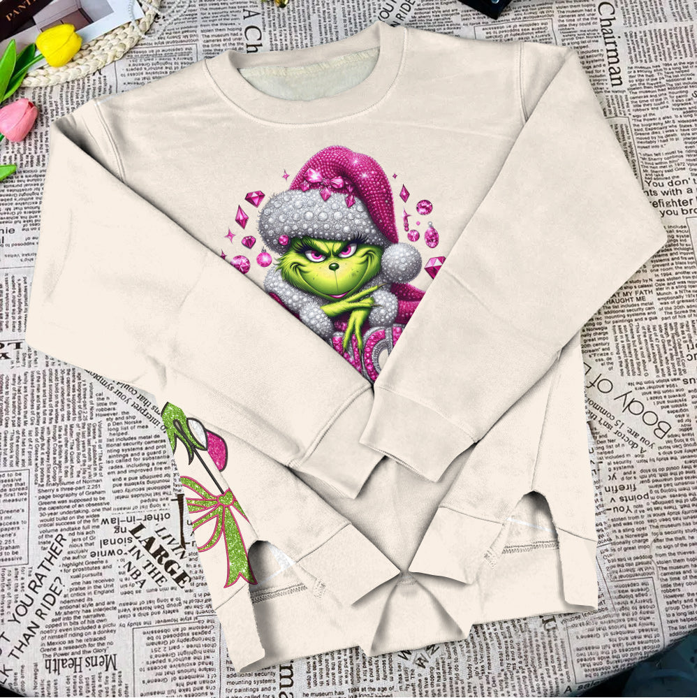 Personalized Grinchmas Split Hem Sweatshirt for Christmas Split Hem Sweatshirt GradoCreations