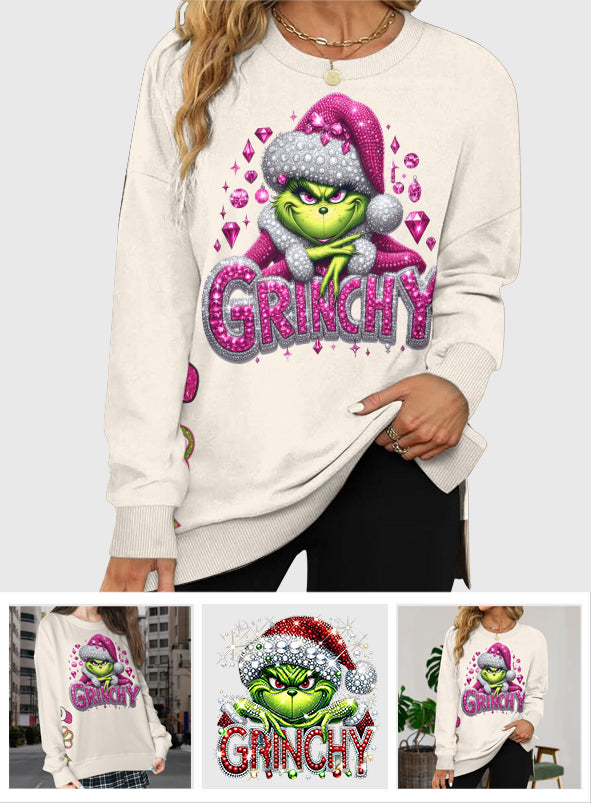 Personalized Grinchmas Split Hem Sweatshirt for Christmas Split Hem Sweatshirt GradoCreations