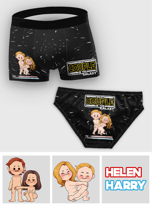 Personalized Best Couple in the Galaxy Briefs Set for Him & Her Lace Border Women Briefs And Men’s Boxer Briefs GradoCreations