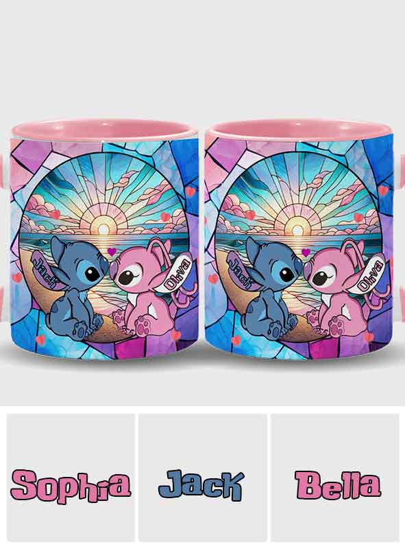 Personalized Ohana Accent Mug with Sunrise Beach Design Gift for Couples Accent Mug GradoCreations