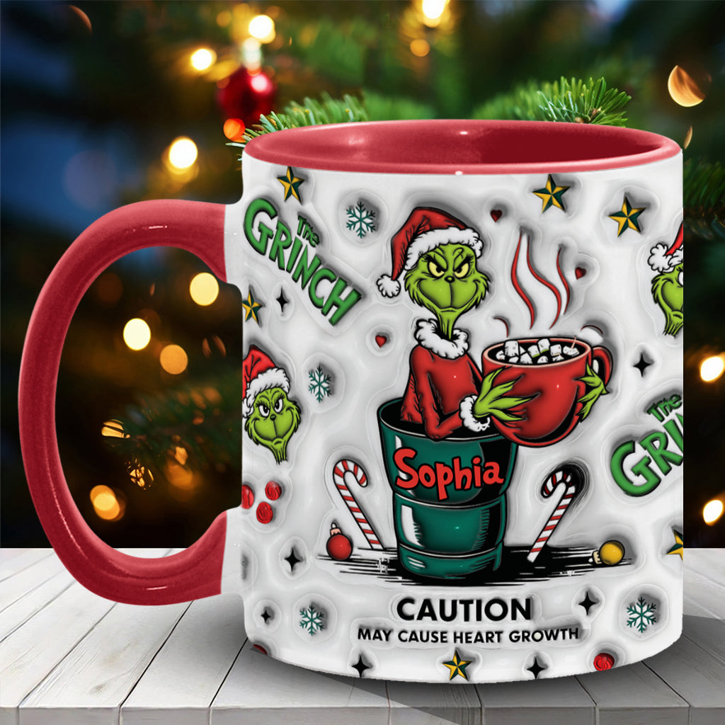 Personalized Grinch Accent Mug Custom Name Holiday Gift Accent Mug GradoCreations