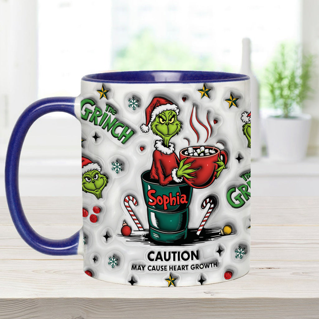 Personalized Grinch Accent Mug Custom Name Holiday Gift Accent Mug GradoCreations