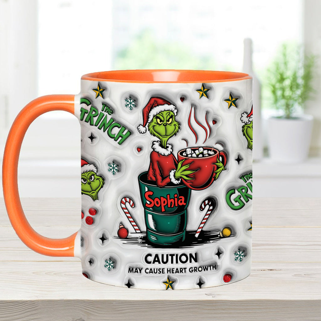 Personalized Grinch Accent Mug Custom Name Holiday Gift Accent Mug GradoCreations