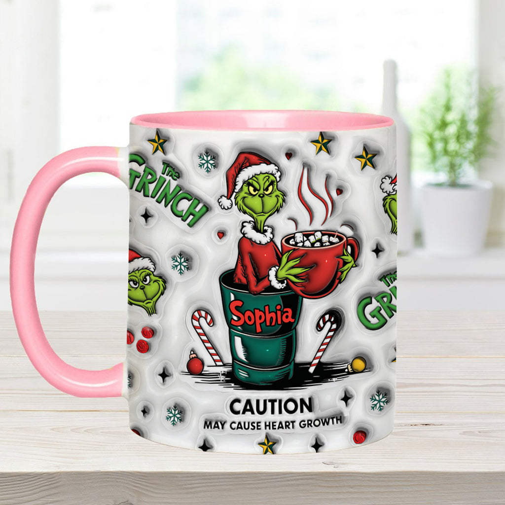 Personalized Grinch Accent Mug Custom Name Holiday Gift Accent Mug GradoCreations