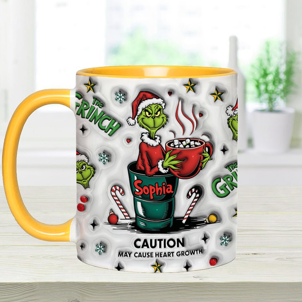 Personalized Grinch Accent Mug Custom Name Holiday Gift Accent Mug GradoCreations
