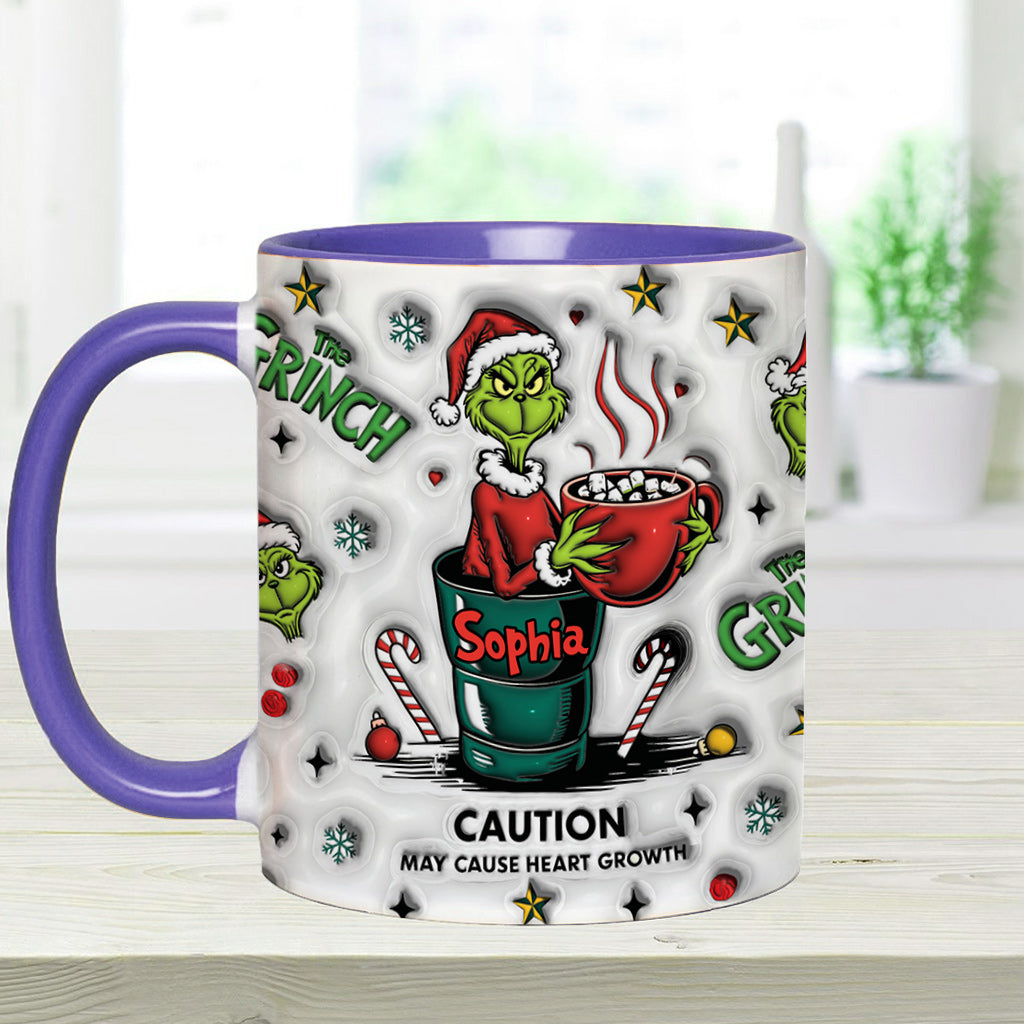 Personalized Grinch Accent Mug Custom Name Holiday Gift Accent Mug GradoCreations