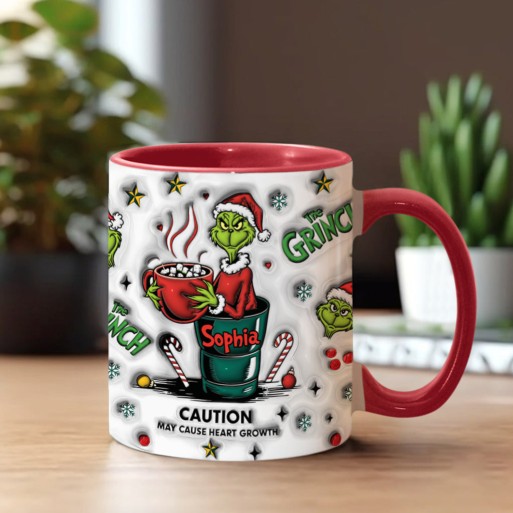 Personalized Grinch Accent Mug Custom Name Holiday Gift Accent Mug GradoCreations