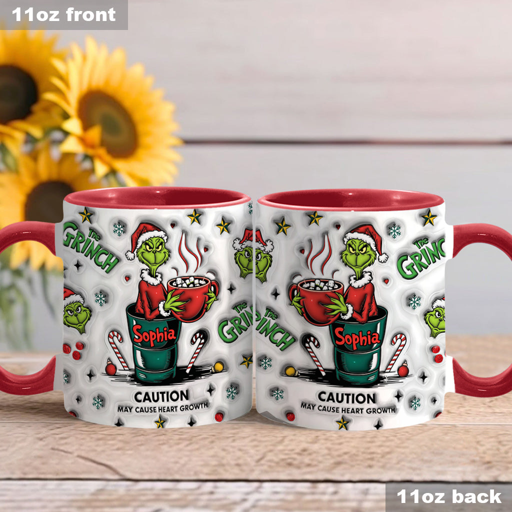 Personalized Grinch Accent Mug Custom Name Holiday Gift Accent Mug GradoCreations