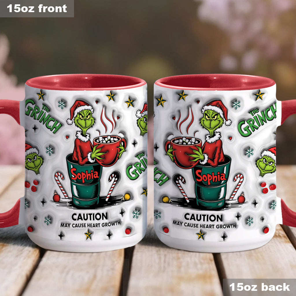 Personalized Grinch Accent Mug Custom Name Holiday Gift Accent Mug GradoCreations