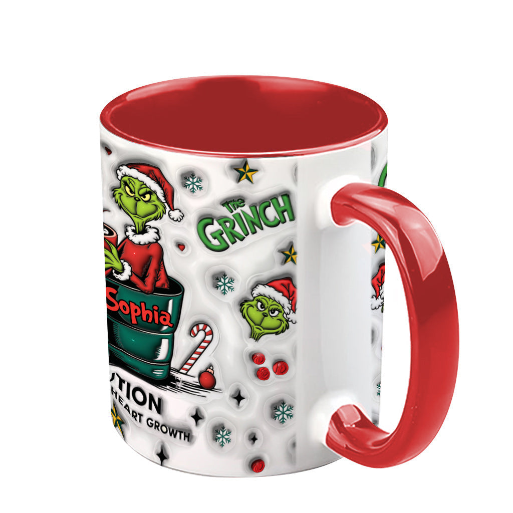 Personalized Grinch Accent Mug Custom Name Holiday Gift Accent Mug GradoCreations