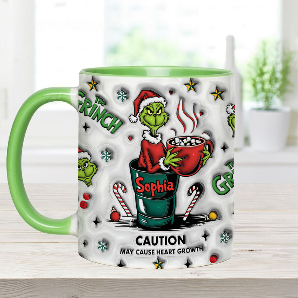 Personalized Grinch Accent Mug Custom Name Holiday Gift Accent Mug GradoCreations
