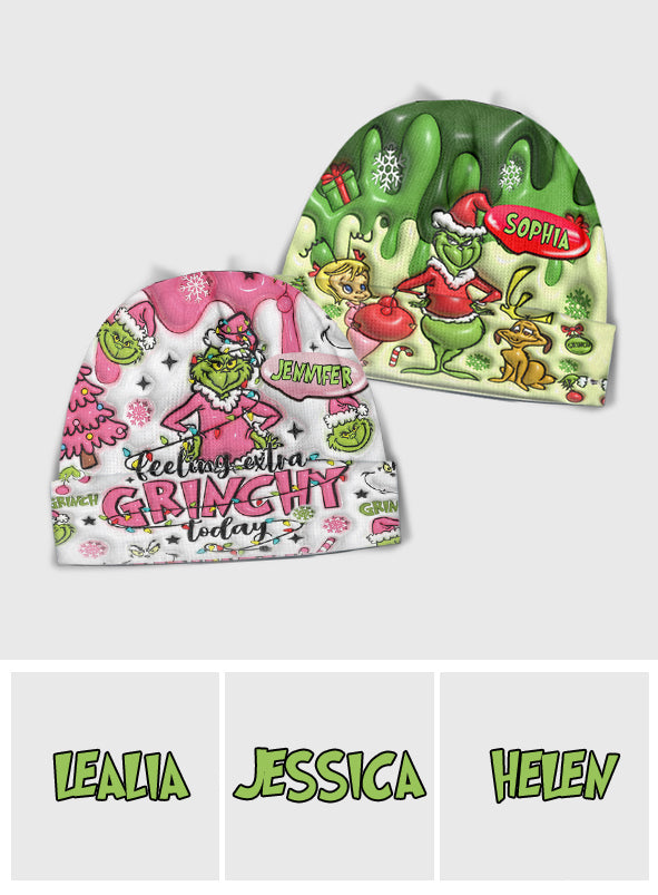 Personalized Christmas Beanie Hat with Grinch Design for Kids Beanie Hat GradoCreations