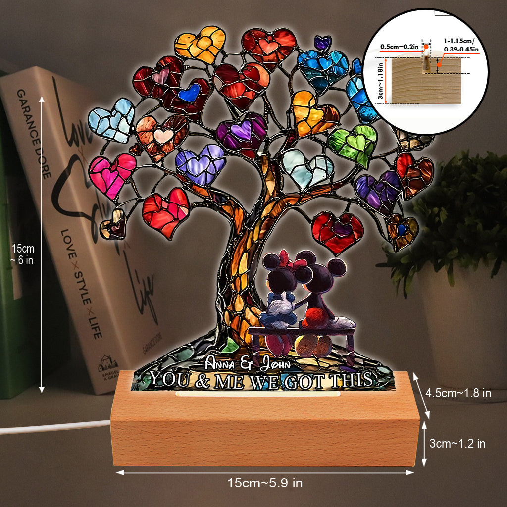 Personalized Love Tree Acrylic Light Base Custom Name Gift Shaped Plaque Light Base GradoCreations