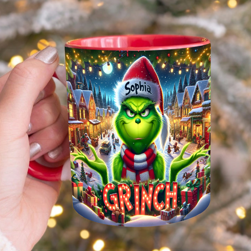 Personalized Christmas Accent Mug Custom Name Grinch Gift Accent Mug GradoCreations