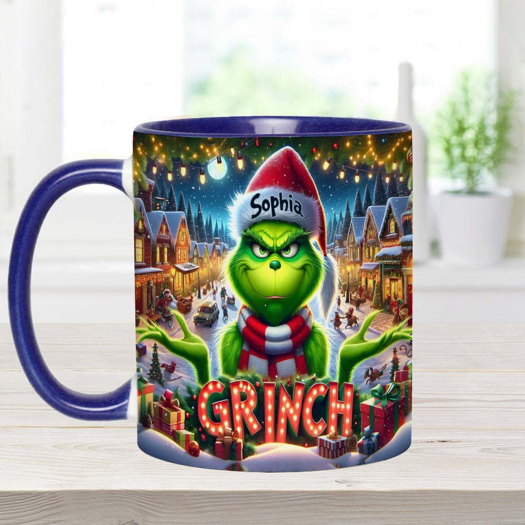 Personalized Christmas Accent Mug Custom Name Grinch Gift Accent Mug GradoCreations