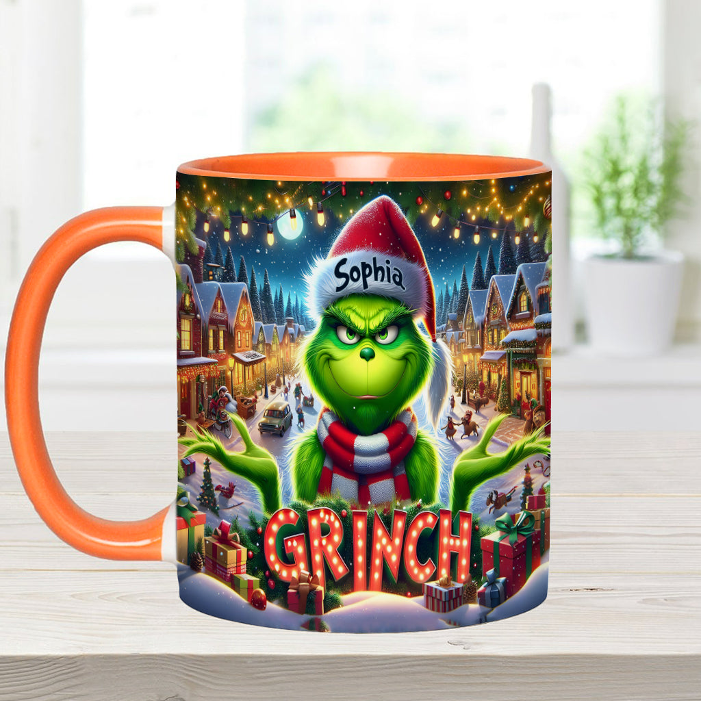 Personalized Christmas Accent Mug Custom Name Grinch Gift Accent Mug GradoCreations