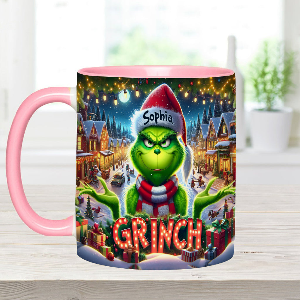Personalized Christmas Accent Mug Custom Name Grinch Gift Accent Mug GradoCreations