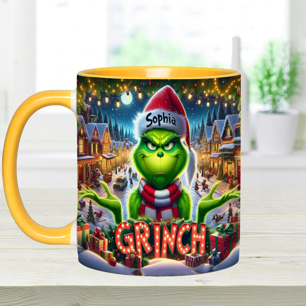 Personalized Christmas Accent Mug Custom Name Grinch Gift Accent Mug GradoCreations