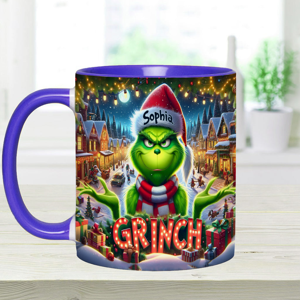 Personalized Christmas Accent Mug Custom Name Grinch Gift Accent Mug GradoCreations