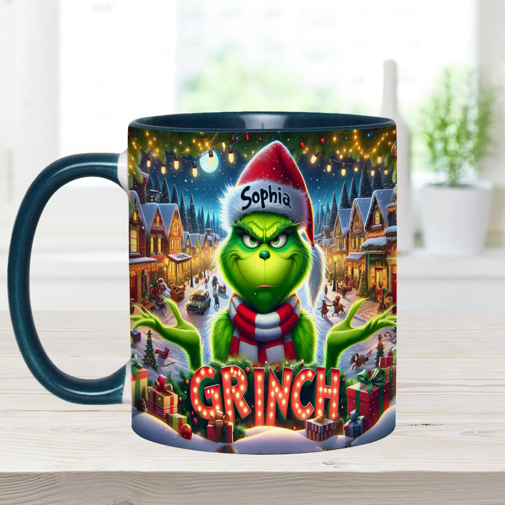 Personalized Christmas Accent Mug Custom Name Grinch Gift Accent Mug GradoCreations