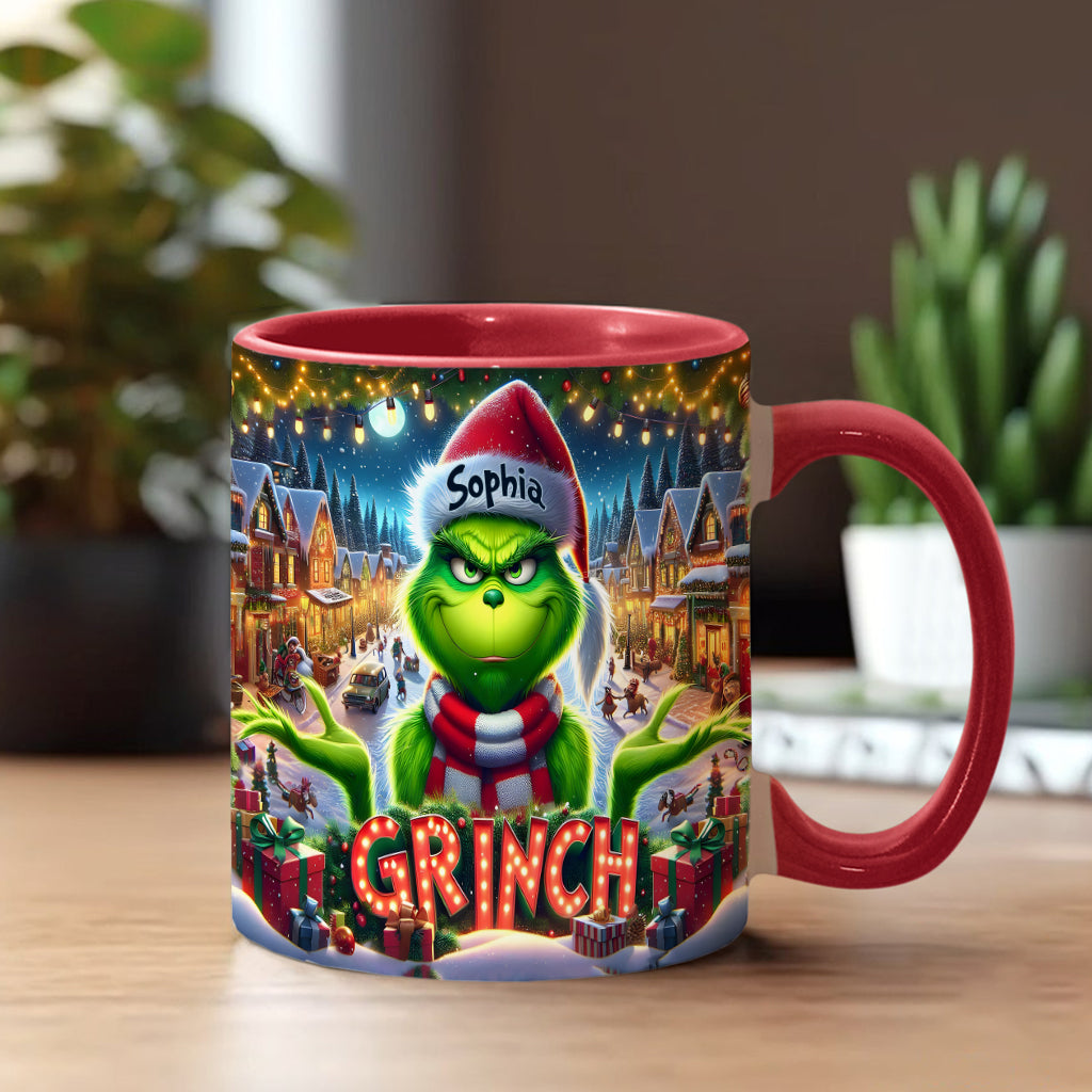 Personalized Christmas Accent Mug Custom Name Grinch Gift Accent Mug GradoCreations