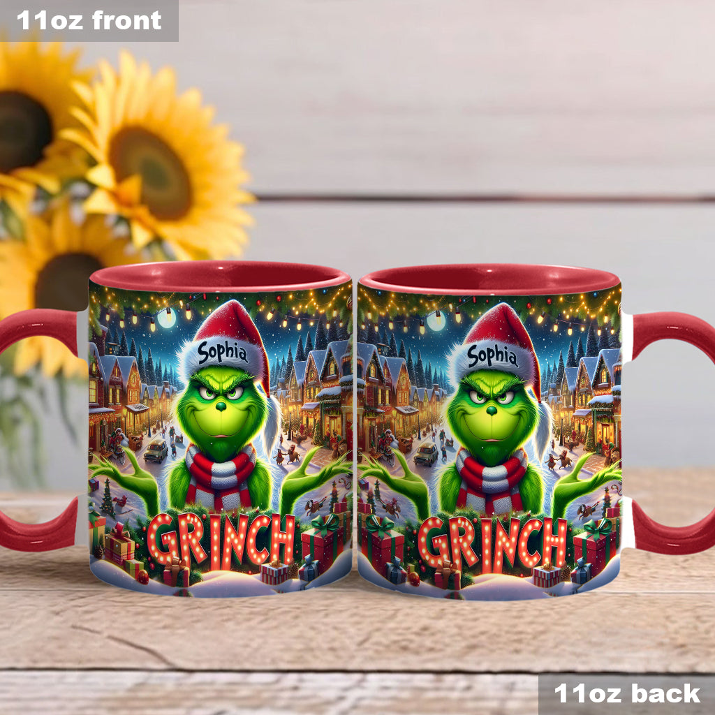 Personalized Christmas Accent Mug Custom Name Grinch Gift Accent Mug GradoCreations