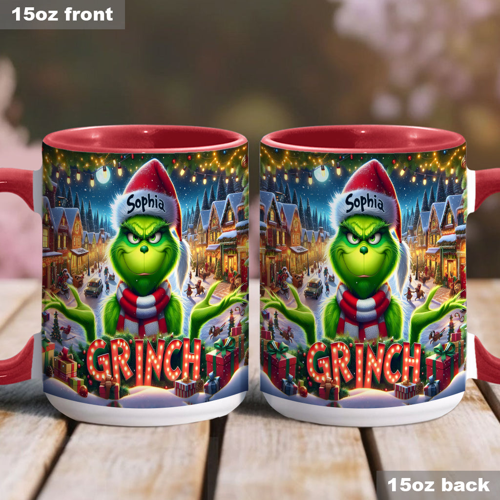 Personalized Christmas Accent Mug Custom Name Grinch Gift Accent Mug GradoCreations